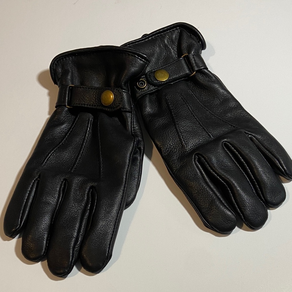 Auclair Mens Black Leather Gloves